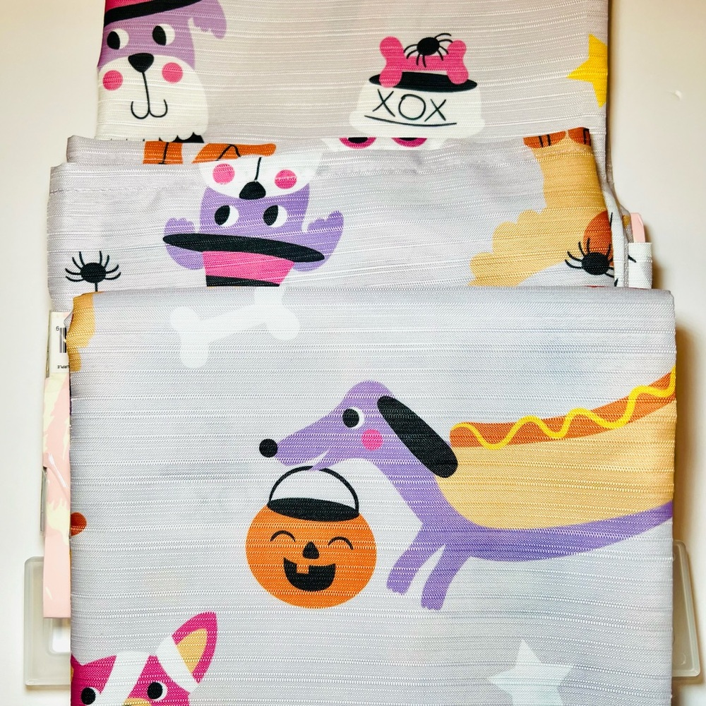 Halloween Cute Dogs in Costumes Fabric Shower Curtain with Hooks Pink Purple - Picture 2 of 15